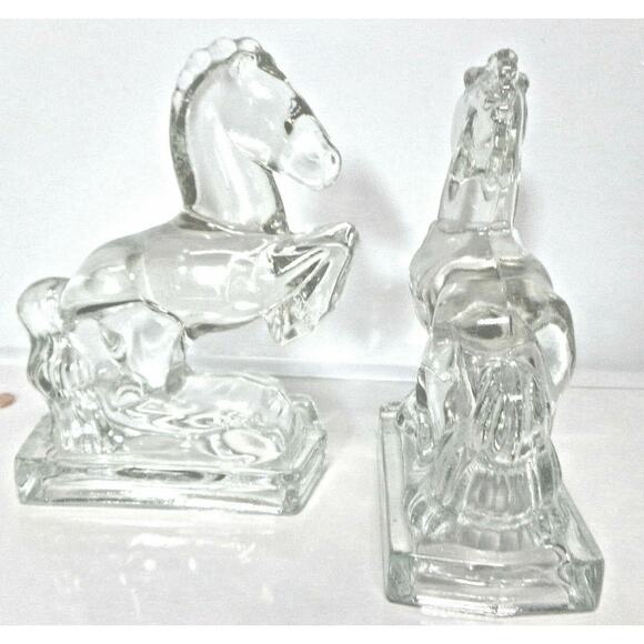 VTG Pair 1940's American Glass Co Smith GLASS HORSE BOOKENDS 8" Limited Edition - Picture 8 of 9